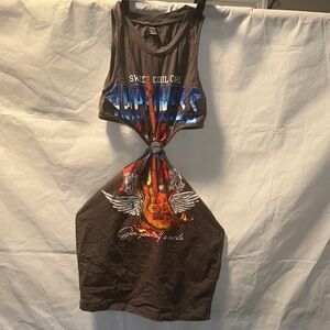 Graphic Knot-Front Tank Top